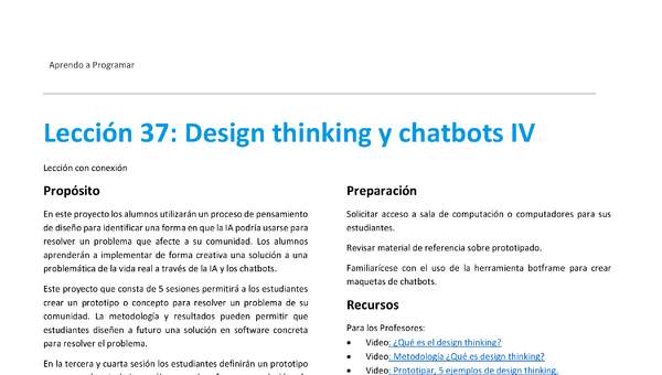 Unidad 2 - Lección 37: Design thinking y chatbots IV