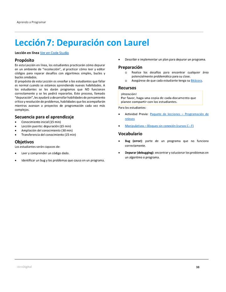 Unidad 1 - Lección7: Depuración con Laurel