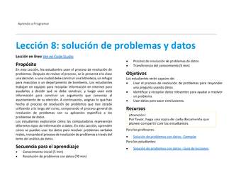 Unidad 1 - Lección 8: solución de problemas y datos