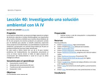 Unidad 2 - Lección 40: Investigando una solución ambiental con IA IV