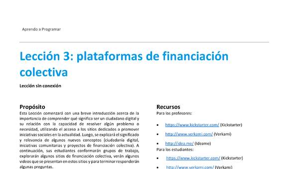 Unidad 1 - Lección 3: plataformas de financiación colectiva
