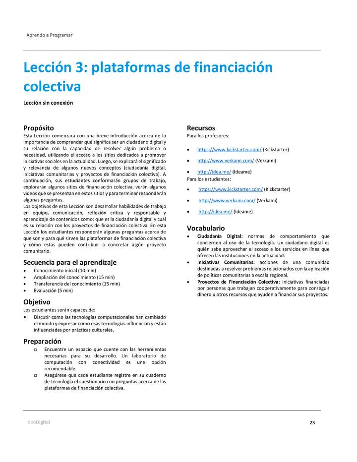 Unidad 1 - Lección 3: plataformas de financiación colectiva