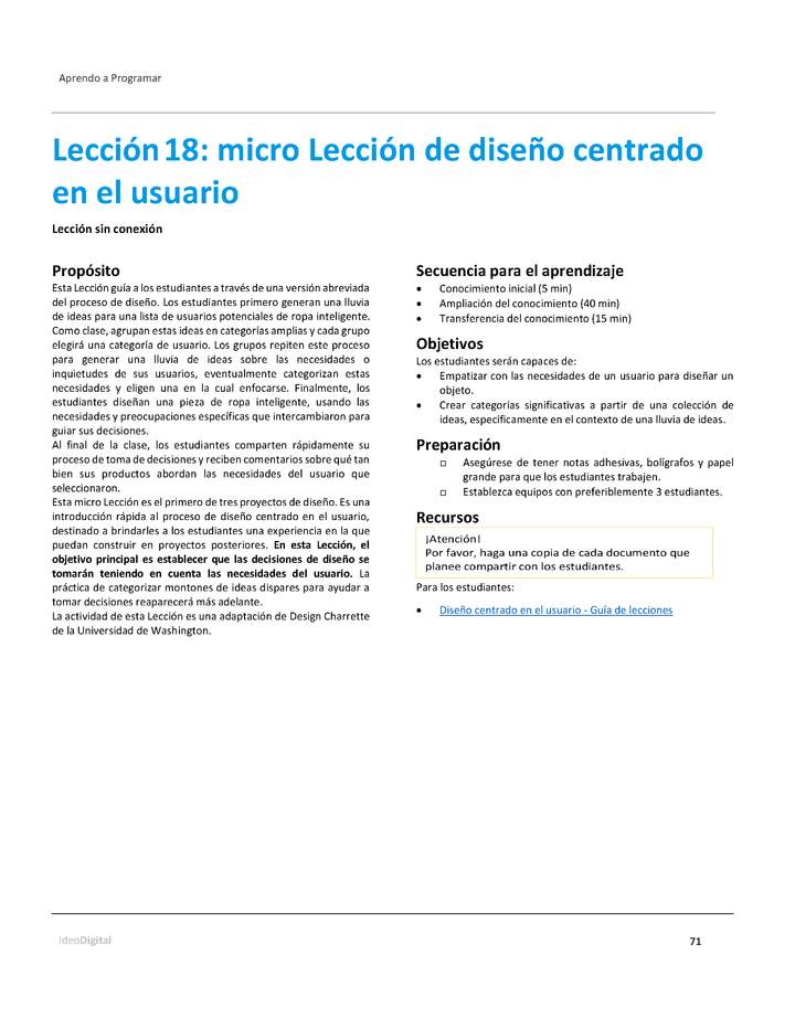 Unidad 2 - Lección18: micro Lección de diseño centrado en el usuario