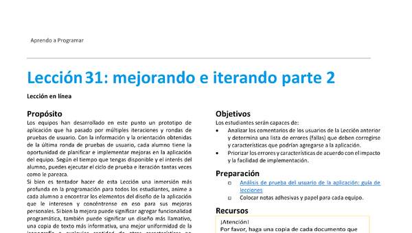 Unidad 2 - Lección 31: mejorando e iterando parte 2