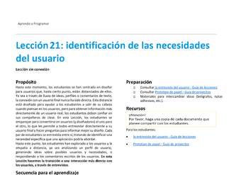 Unidad 2 - Lección 21: identificación de las necesidades del usuario