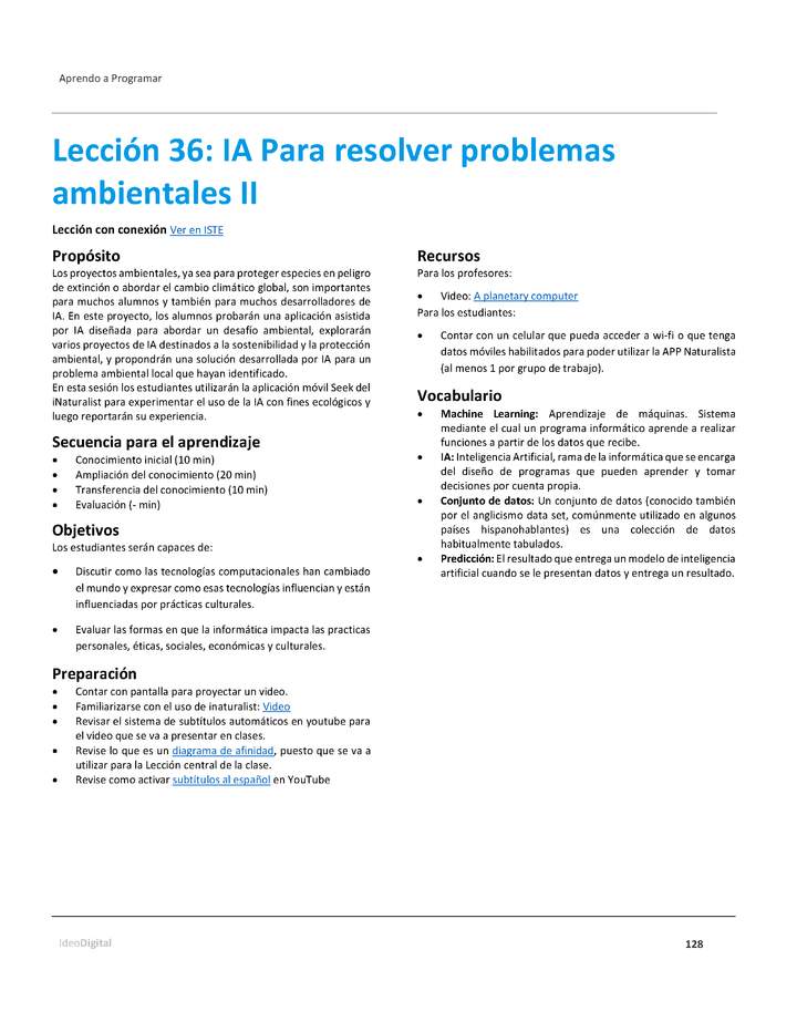 Unidad 2 - Lección 36: IA Para resolver problemas ambientales II