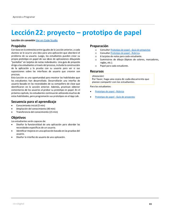 Unidad 2 - Lección22: proyecto – prototipo de papel