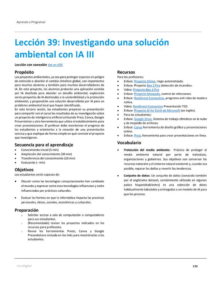 Unidad 2 - Lección 39: Investigando una solución ambiental con IA III