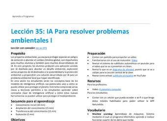 Unidad 2 - Lección 35: IA Para resolver problemas ambientales I