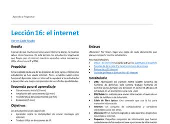 Unidad 3 - Lección 16: el internet