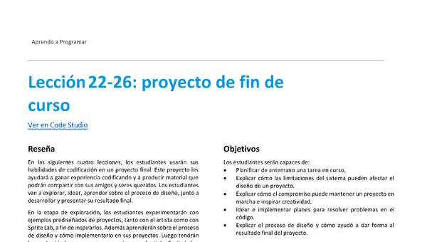 Unidad 4 - Lección 22-26: proyecto de fin de curso