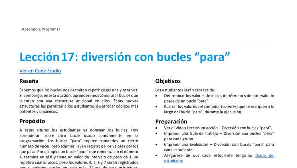 Unidad 3 - Lección 17: diversión con bucles “para”