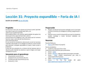 Unidad 4 - Lección 31: Proyecto expandible – Feria de IA I