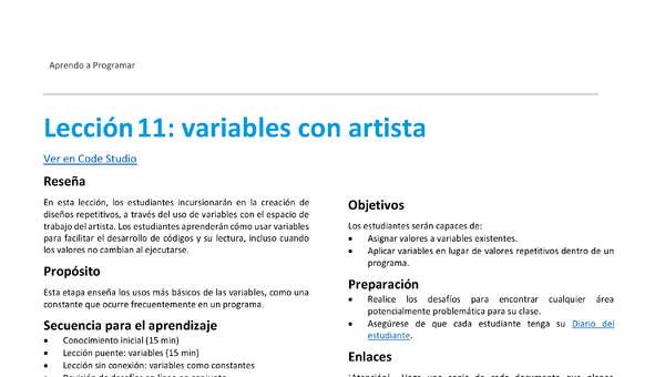 Unidad 3 - Lección 11: variables con artista