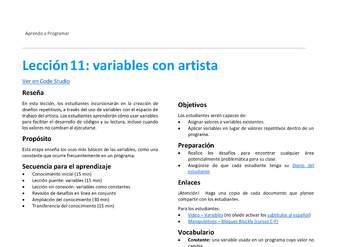 Unidad 3 - Lección 11: variables con artista