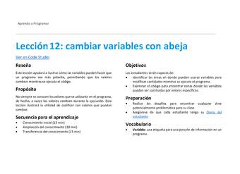 Unidad 3 - Lección 12: cambiar variables con abeja