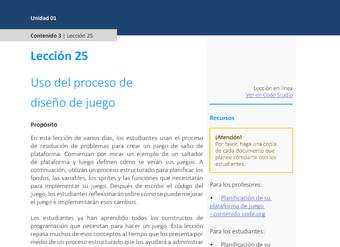 Unidad 1 - Lección 25: Uso del proceso de diseño de juego