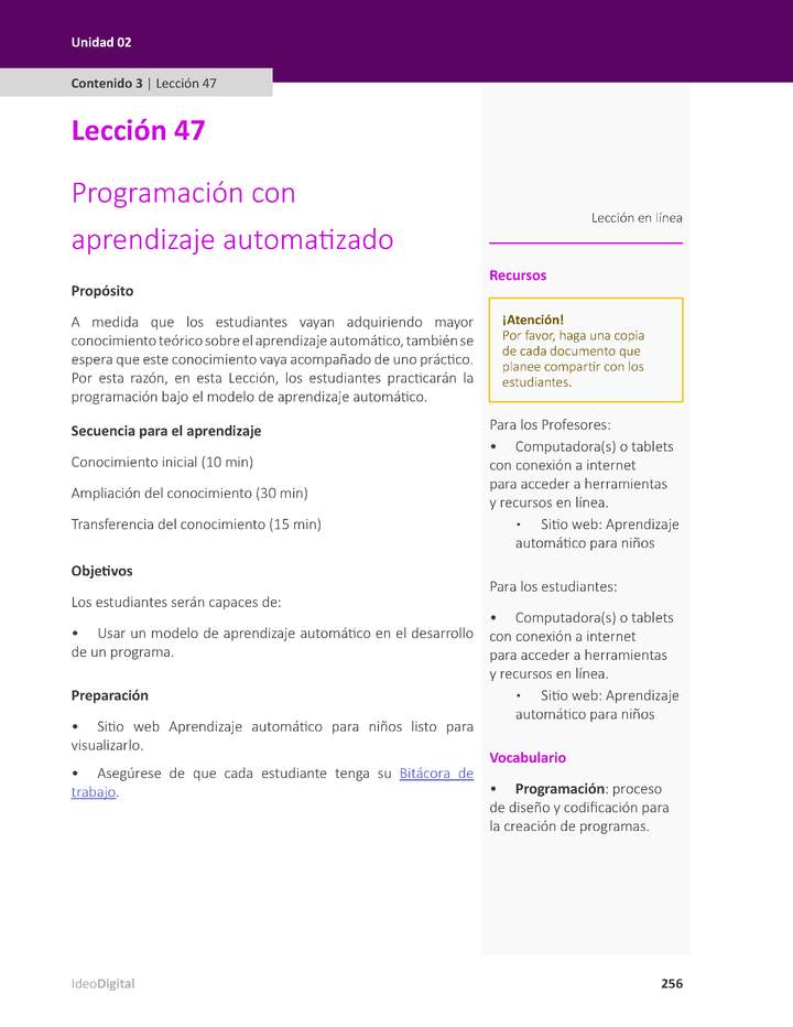 Unidad 2 - Lección 47: Programación con aprendizaje automatizado