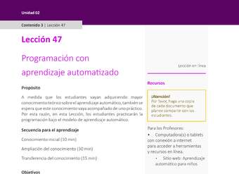 Unidad 2 - Lección 47: Programación con aprendizaje automatizado