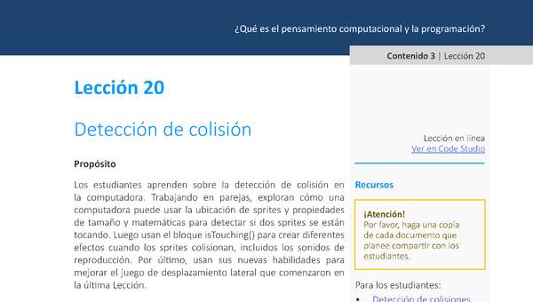 Unidad 1 - Lección 20: Detección de colisión