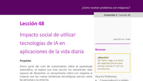 Unidad 2 - Lección 48: Impacto social de utilizar tecnologías de IA en aplicaciones de la vida diaria