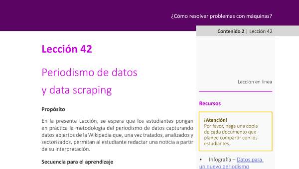 Unidad 2 - Lección 42: Periodismo de datos y data scraping
