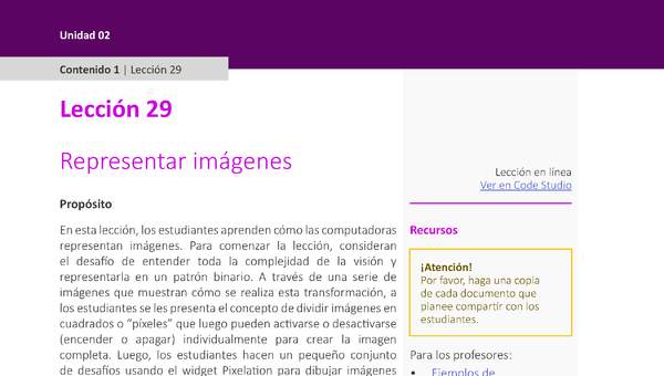 Unidad 2 - Lección 29: Representar imágenes