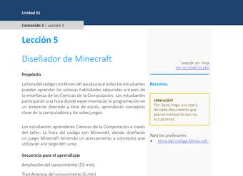 Unidad 1 - Lección 05: Diseñador de Minecraf