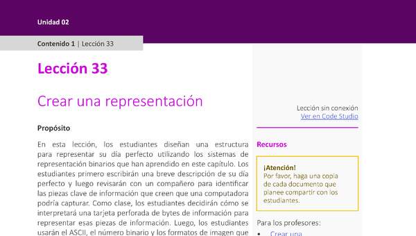 Unidad 2 - Lección 33: Crear una representación