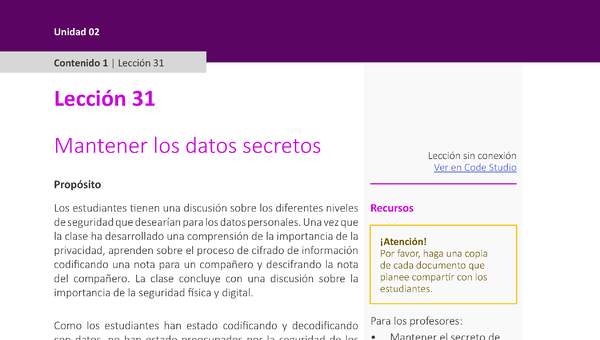 Unidad 2 - Lección 31: Mantener los datos secretos