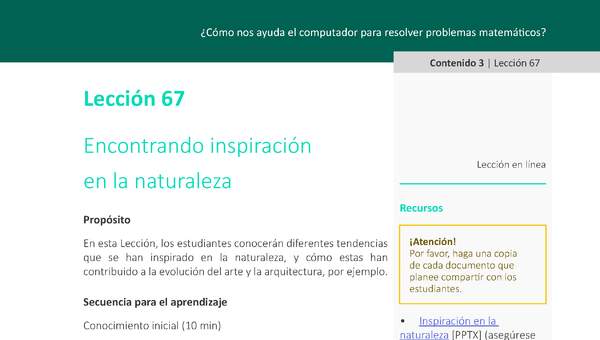 Unidad 3 - Lección 67: Encontrando inspiración en la naturaleza