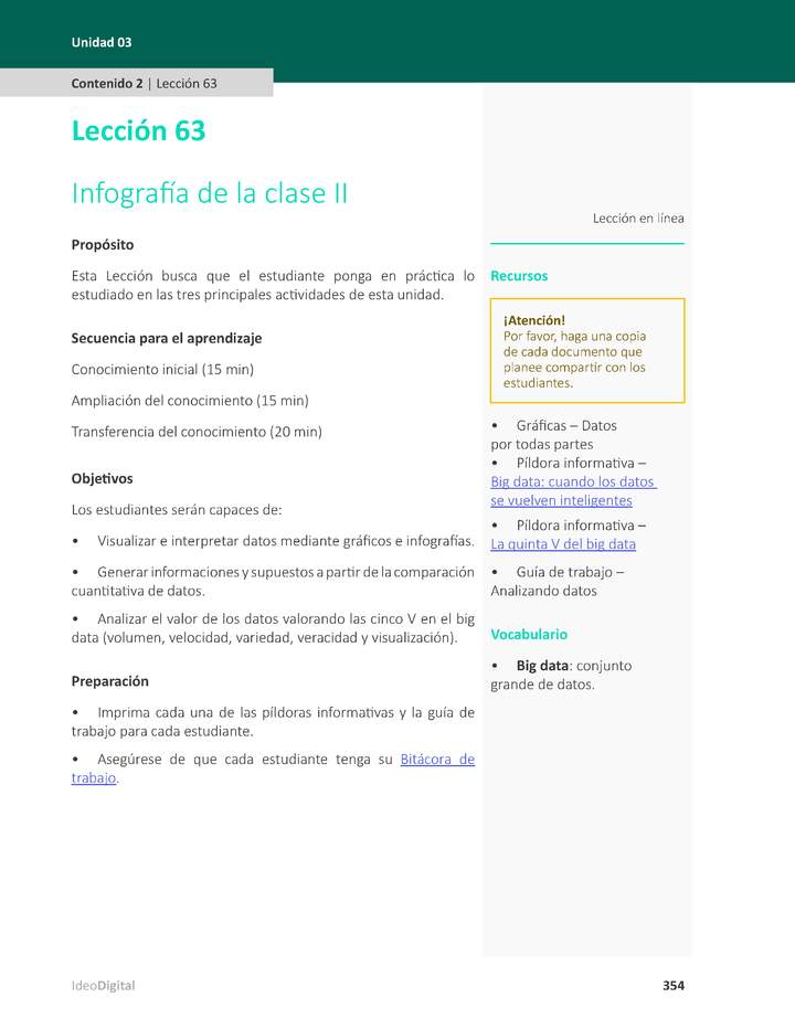 Unidad 3 - Lección 63: Infografía de la clase II