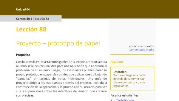 Unidad 4 - Lección 88: Proyecto – prototipo de papel