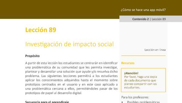 Unidad 4 - Lección 89: Investigación de impacto social