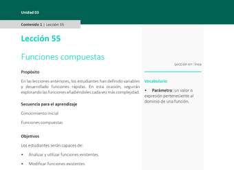 Unidad 3 - Lección 55: Funciones compuestas