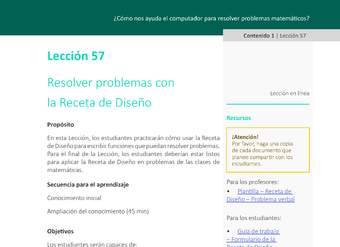 Unidad 3 - Lección 57: Resolver problemas con la Receta de Diseño