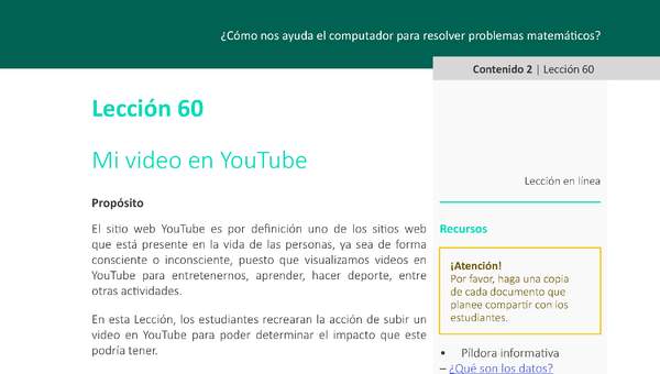 Unidad 3 - Lección 60: Mi video en YouTube