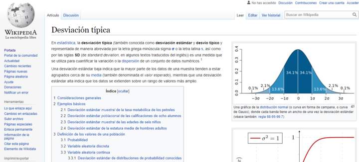 Wikipedia: desviación estándar