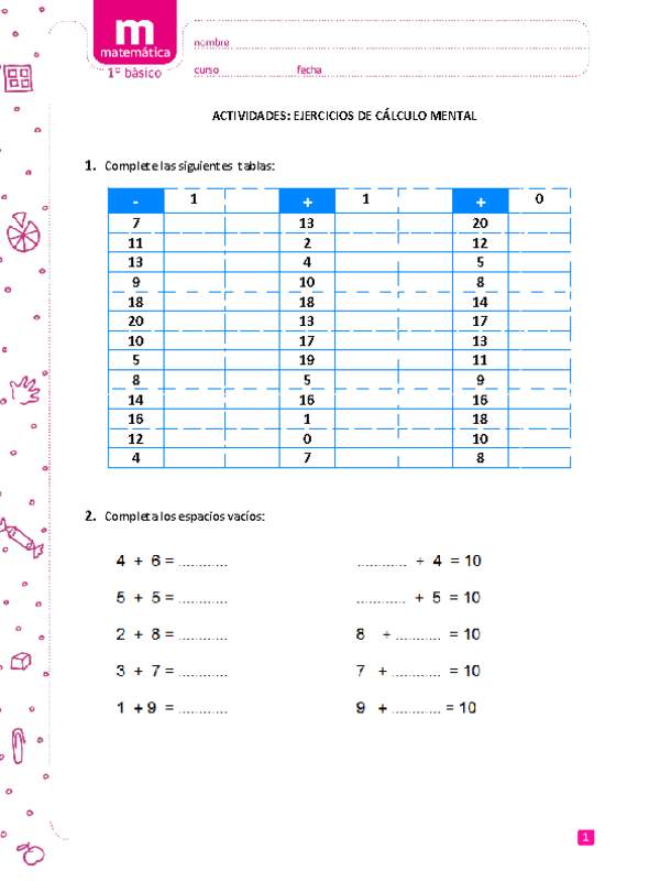 Ejercicios de cálculo mental