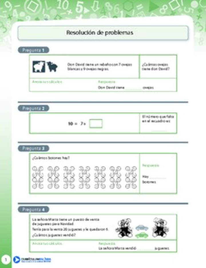 Resolución de problemas de adición y sustracción (I)