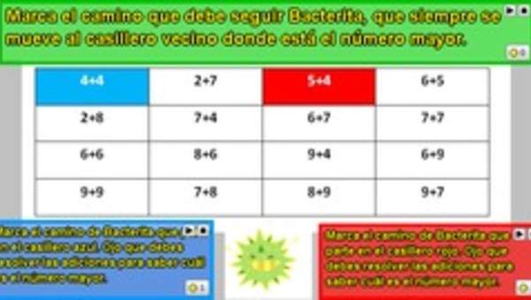 Adición y comparación de números naturales menores a 20 (I)