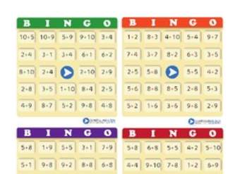 Juego: bingo compuesto de adiciones (V)