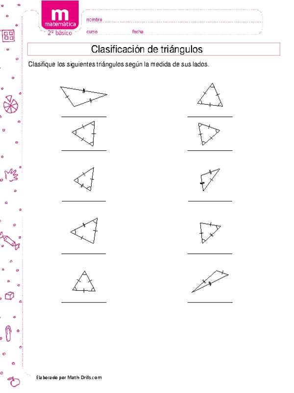 Clasificar triángulos según medidas de lado B