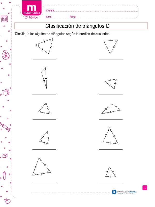 Clasificar triángulos según medidas de lado D