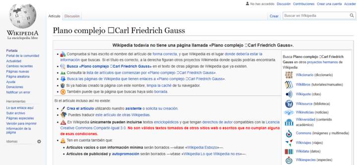 Wikipedia: plano complejo