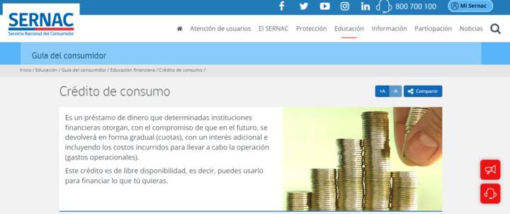 sernac: Definiciones del crédito de consumo