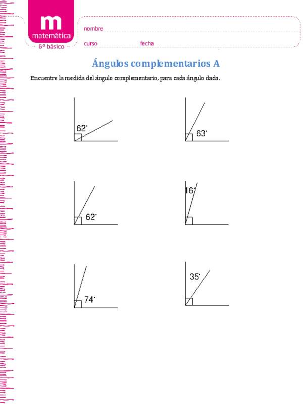 Ángulos complementarios A