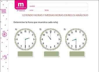 Leer medias y horas en reloj análogo y digital