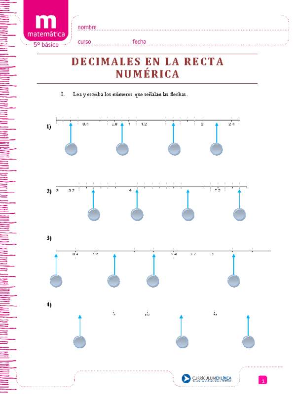 Decimales en la recta numérica