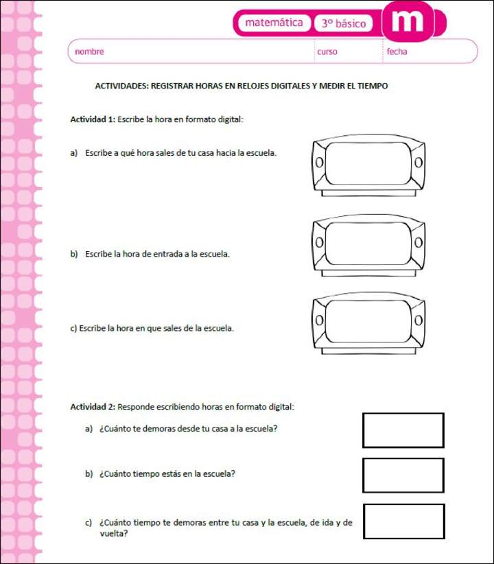 Registrar horas en relojes digitales y medir el tiempo